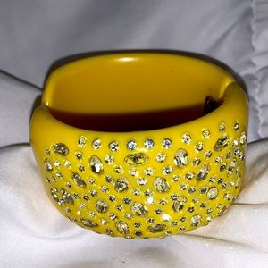 Authentic Weiss Wide Stoned Yellow Bangle Bracelet.